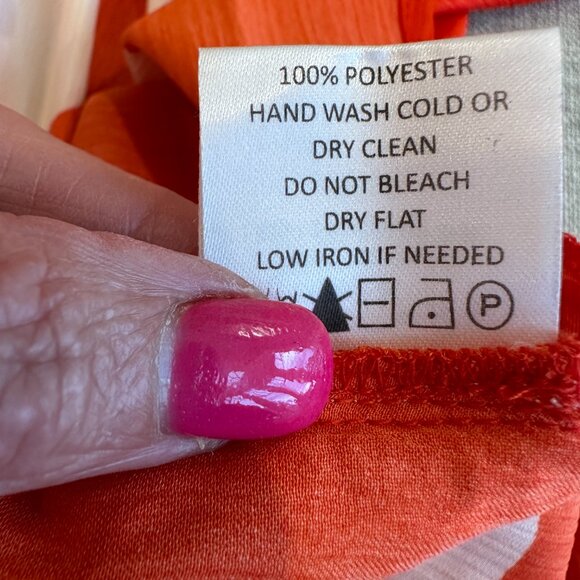 Women's MUD PIE Maxi Tie at Neck Orange PolkaDot Satin Crepe M/L NWOT - Picture 7 of 9